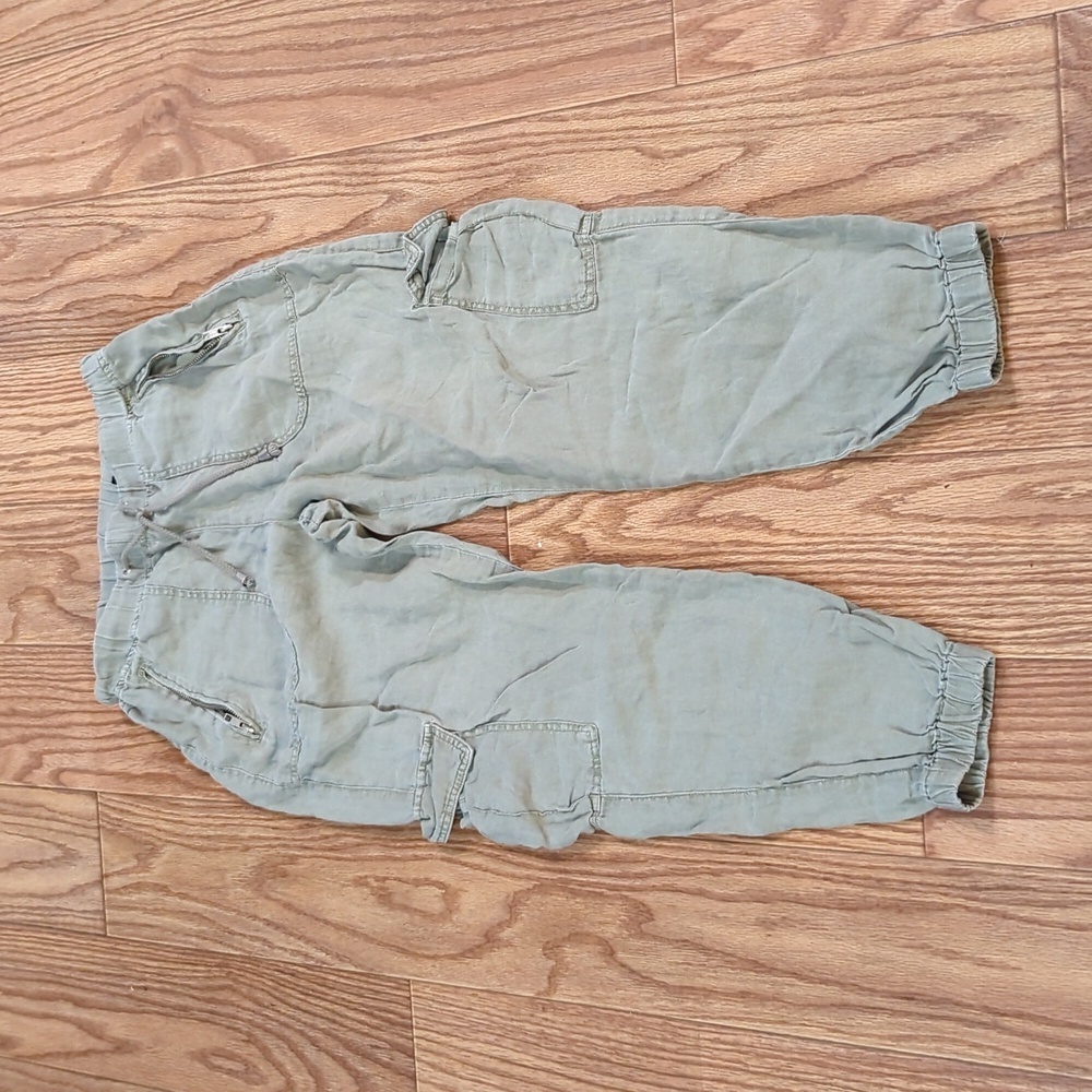 Green linen cargo utility joggers, oversized & lightweight, women's 27 BlankNYC - Picture 1 of 6